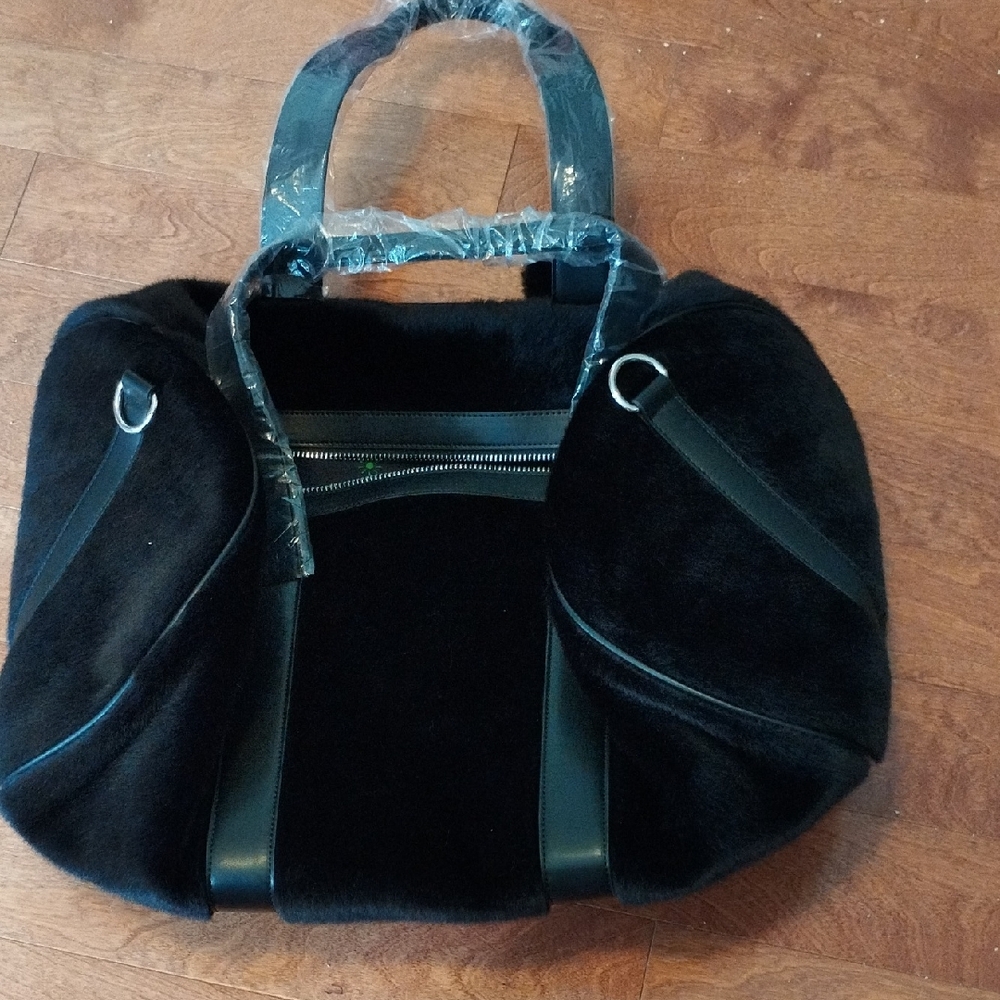 dELiA*s Black Faux Fur Duffle Bag